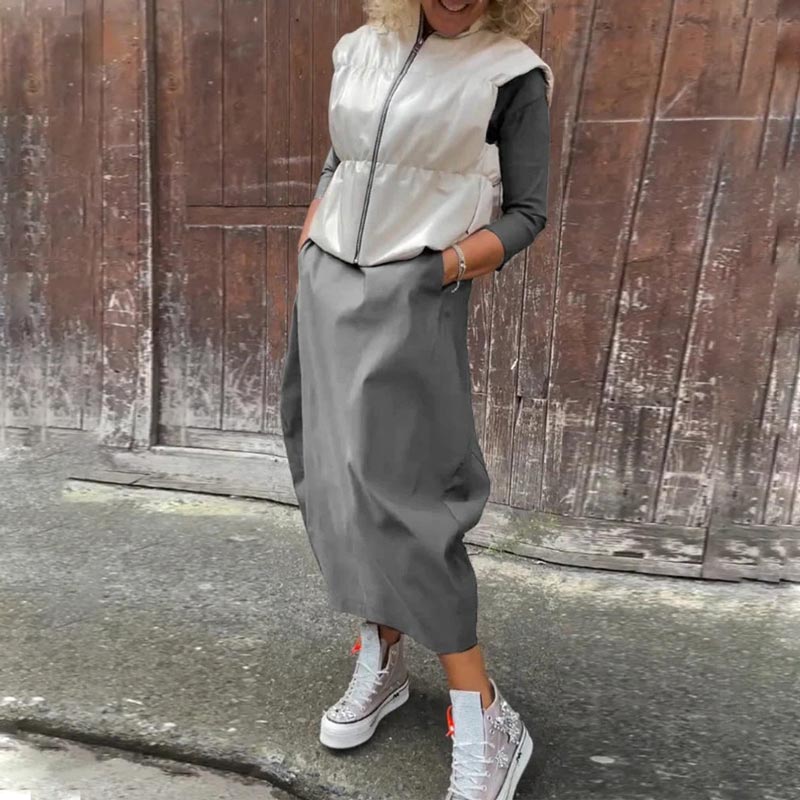 Caelune™ שמלה אלגנטית ופשוטה עם כיסים לנשים