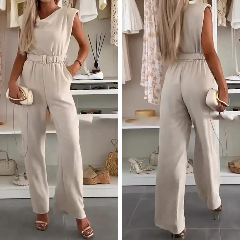 Kaia™ אוברול ללא שרוולים עם מחשוף דרפה וכיסים