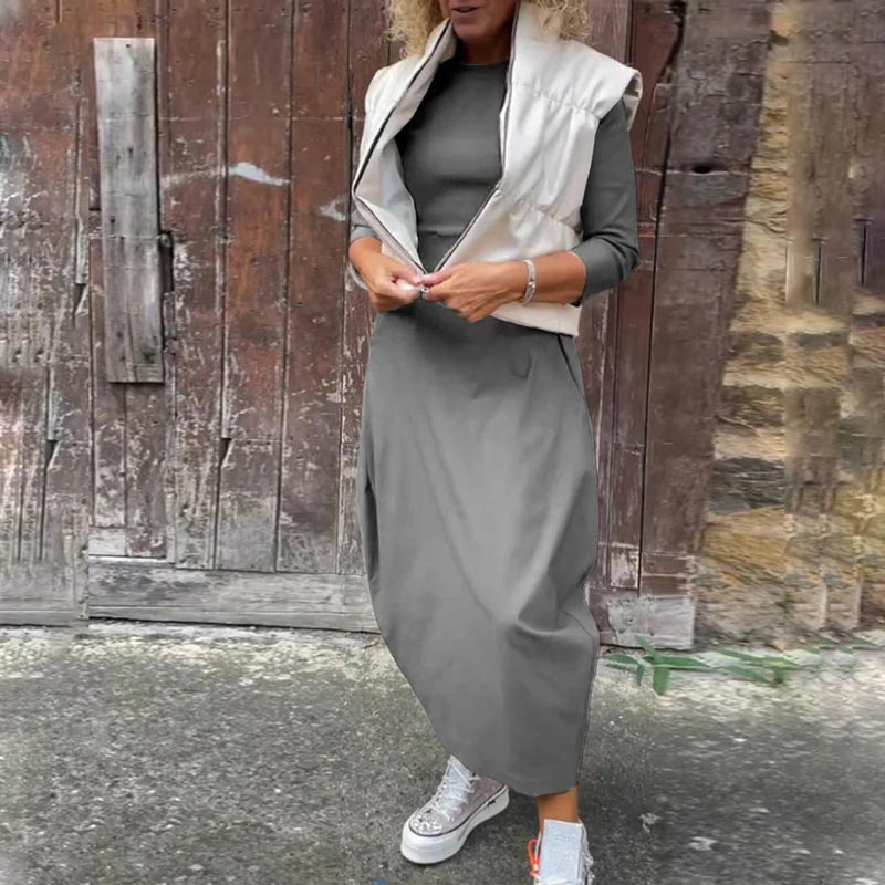 Caelune™ שמלה אלגנטית ופשוטה עם כיסים לנשים