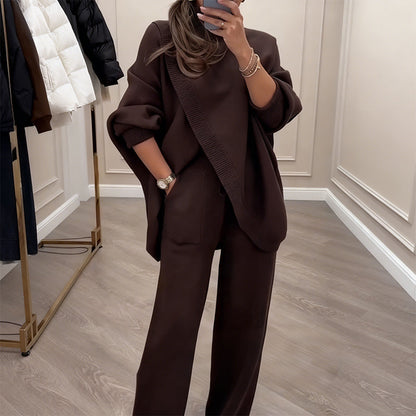 Virelina™ סט אוברסייז של סוודר ומכנסיים נוחים לנשים