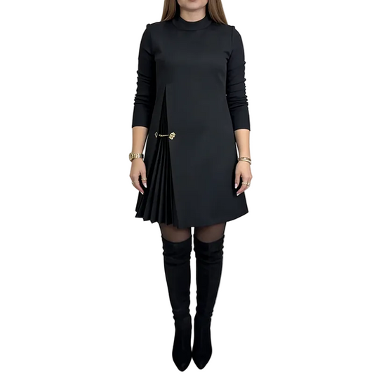 Avelune™ שמלת נשים קלאסית עם פאנלים מקופלים אלגנטיים