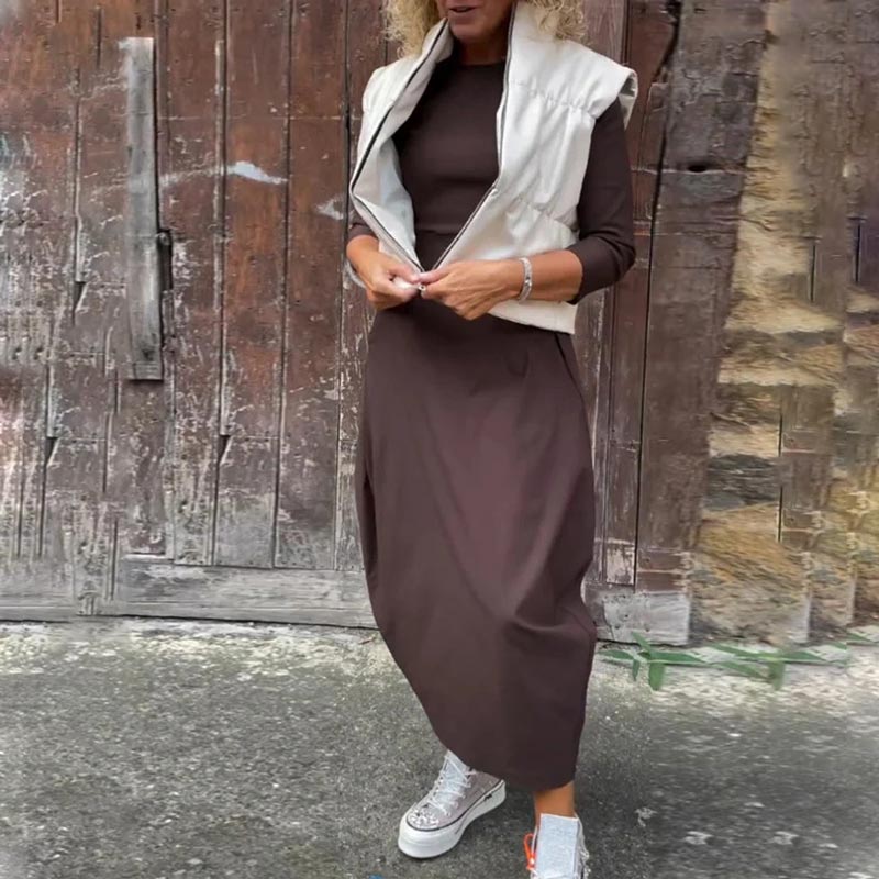 Caelune™ שמלה אלגנטית ופשוטה עם כיסים לנשים