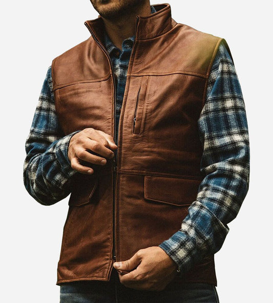 Arvion™ ג'קט עור כבש בסגנון אופנוע לגברים