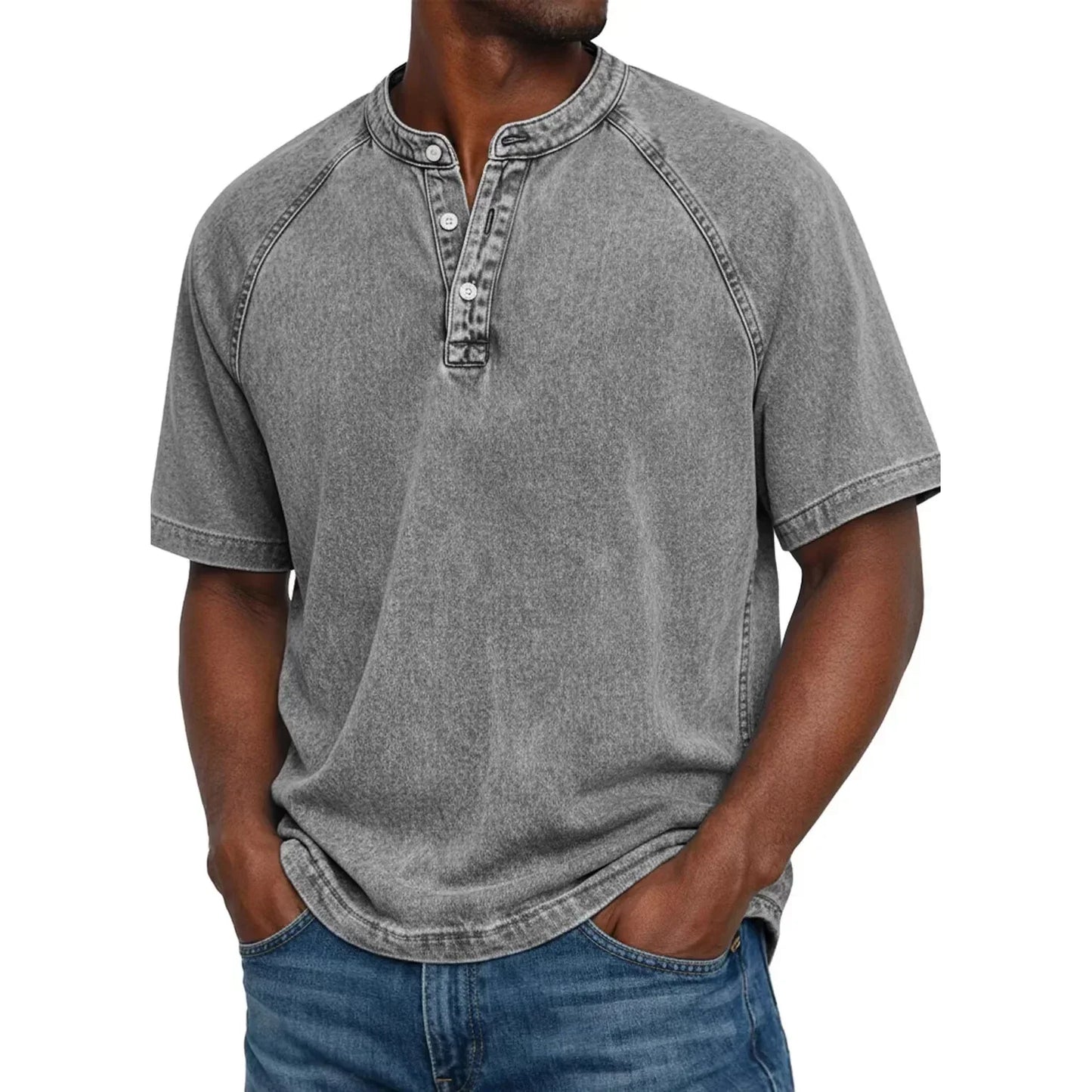 Zaviero™ חולצת וינטג' לגברים עם כפתורים