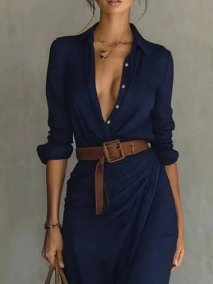 Auvéra™ שמלת מקסי רב-תכליתית עם שרוולים ארוכים למראה אלגנטי