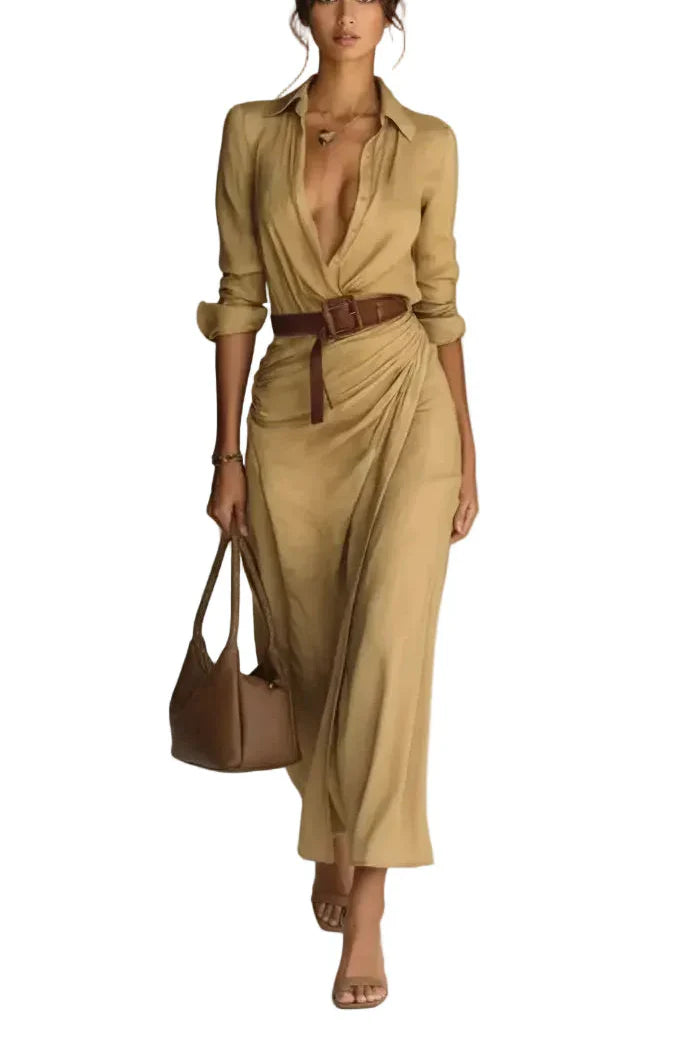 Auvéra™ שמלת מקסי רב-תכליתית עם שרוולים ארוכים למראה אלגנטי